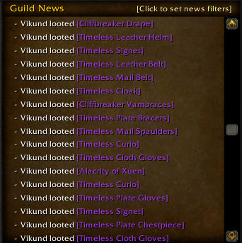 Our guild log shows I was busy...
